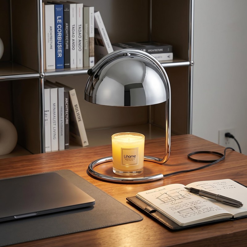 LUDENGJI Modern Candle Warmer Lamp Silver，Wide-Base Scented Candle Warmer with