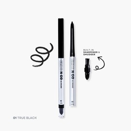 OZ LAB Glide N Go Waterproof Gel Eyeliner with Built-In Sharpener and Smudger, Long-Lasting, Smudge-Proof, True Black, 0.3g/0.01fl oz，pack of 1