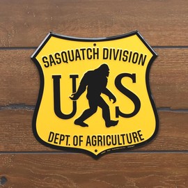 US Sasquatch Division Dept. Metal Wall Sign Bigfoot Man Cave Mens Room Rustic Home Bar Garage Decor