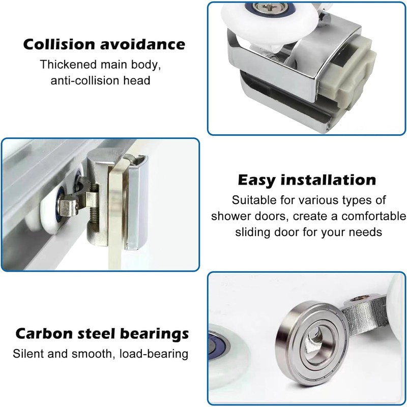 Replacement Shower Door Fixing Wheels 25mm in Chrome - 4x