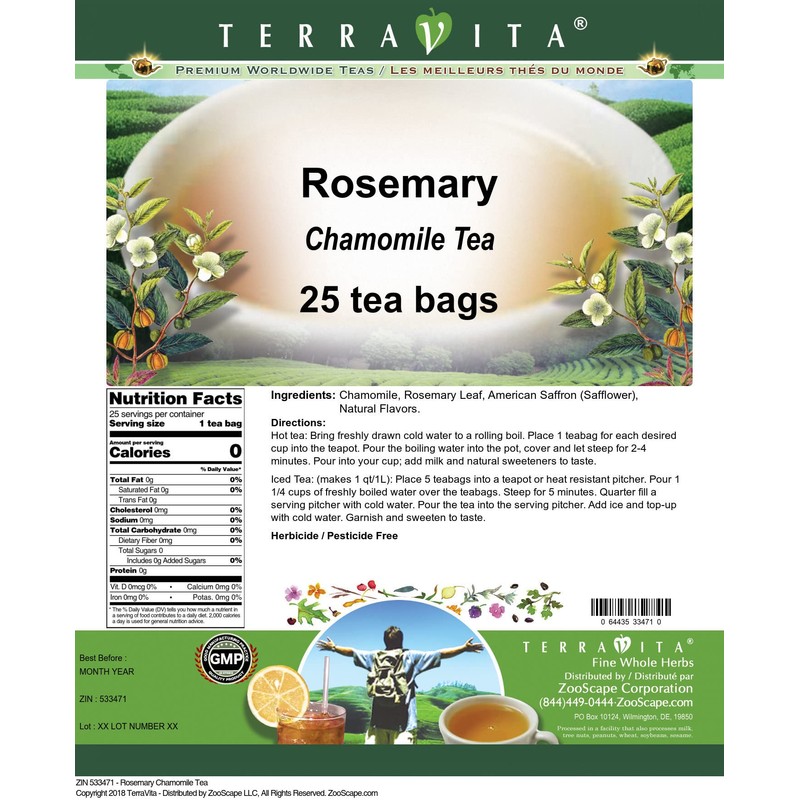 Rosemary Chamomile Tea (25 tea bags, ZIN: 533471)