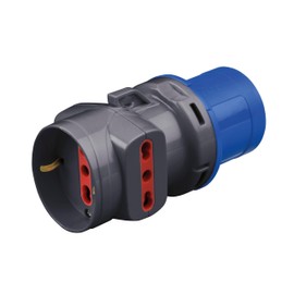 Rosi Domestic Industrial Adapter CEE 2P+T Sockets Bypass + Schuko 10-16A