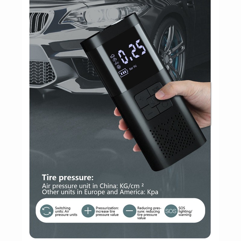 Electrical Air Pump Portable Wireless Car Air Tire Inflatable LCD