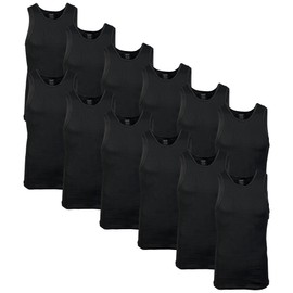Gildan Men's A-Shirt Tanks, Multipack, Style G1104, Black (12-Pack), X-Large