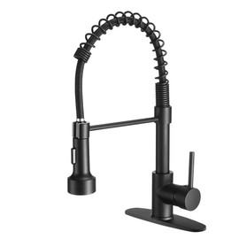 OWOFAN Black Kitchen Faucet with Pull Out Sprayer Stainless Steel Single Handle Spring Sink Faucets 1 Hole Or 3 Hole Dual Function for Farmhouse Camper Laundry Utility Rv Wet Bar