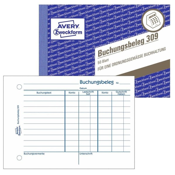 Avery-Zweckform 309 Voucher (A6 Landscape, microperforated, 50 Sheets) white