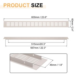 uxcell Door Air Vent Cover, 23.6" x 2.4" Aluminum Ventilation Grille Decorative Covers Louvered Air Return Vent Cover with Screws for Cabinet Wardrobe Door Wardrobe Shoes Cabinet (Grey)