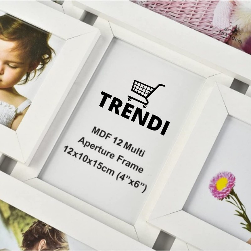 Trendi® Large Multi Aperture Picture Photo Frame Holds 12 x
