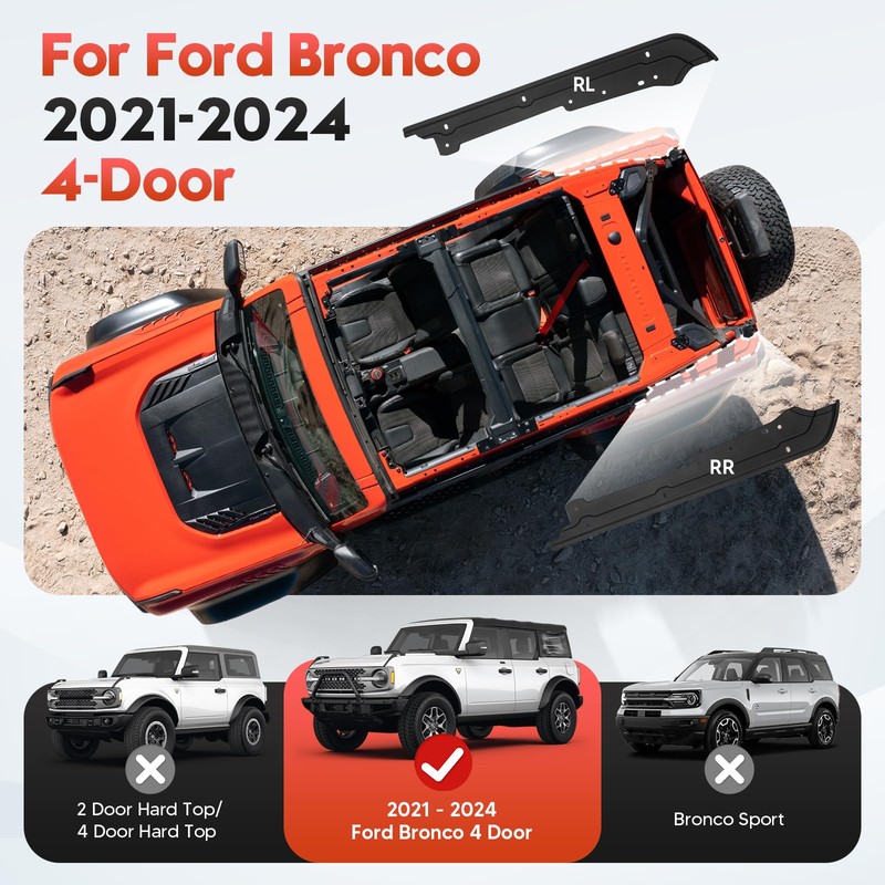 Cargo Shelf Side Covers, Compatible with Ford Bronco 4-Door Soft