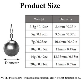 50 Stück Kleine Angeln Gewichte, Runde Drop Shot Gewicht Sinker für Tiefes Wasser, schwimmend, Seefischen (20g)