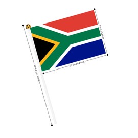 AhfuLife 15pcs South Africa Flags on Sticks for Party Decorations, 14 x 21cm Hand Held South Africa Small Flags with 30cm White Pole for National Day World Cup Football Rugby Garden Street Decor
