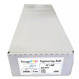 Alliance ImagePro Paper Engineering Rolls for HP PageWide Printers 3" Core 92 Bright - 24 In x 500 Ft | 2 Rolls, 20 Lb.