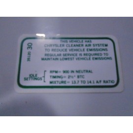 Chrysler 1970 Reproduction Chrysler B-Body 426 Emission Decal
