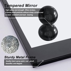 Autdot Large Mirrors for Wall Decor, 40"x30" Black Farmhouse Mirror for Living Room, Decorative Wall Mirror for Entryway, Modern Mirror with Metal Frame, Vertical