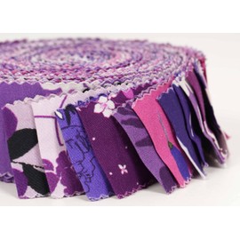 Soimoi 40Pcs Floral Print Precut Fabrics Strips Roll Up 1.5x42 inches Cotton Jelly Rolls for Quilting - Purple & Pink