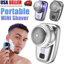 Unbranded Men Mini Electric Shaver USB Recharge Razor Portable Washable Beard Trimmer KS13 - Upgarded Silver (LED)