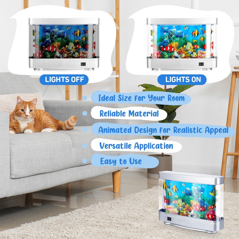 Baquler 2 Pack Fake Fish Tank with Moving Fish, Decorative