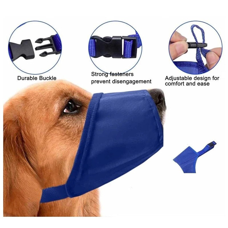 ACFELT Dog Muzzle, Soft Nylon, Breathable, Adjustable, Blue, XS