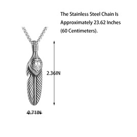 Men's And Women's Ethnic Style Indigenous Tribal Characteristics Retro Style Feather Pendant Necklace, 316L Stainless Steel, Silver Stainless Steel Square Pearl Chain, Retro Jewelry