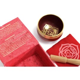 Chakra Singing Bowls with Wooden Striker & Cushion Gift Box Set | Lift Vibration & Frequency; Sound Therapy; Holistic Healing, Meditation & Relaxation Mindfulness Mantra (Root)