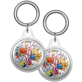 XtremePads Case, Compatible with Apple Airtags Finder - Protective Soft TPU Keychain Cover, for Pets, Bags, Keys (Fish Ocean Water Color)