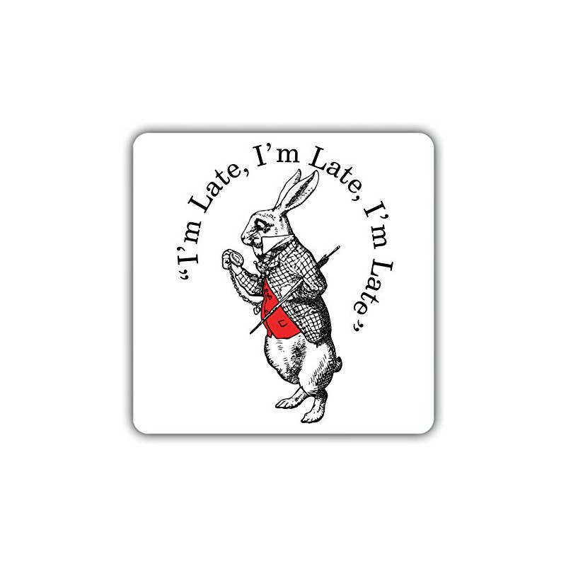 British Library Alice in Wonderland Wooden Coaster with White Rabbit