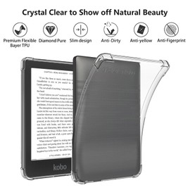 Aircawin for 6'' Kobo Clara HD Case Clear,Slim Clear Case for Kobo Clara HD 2018,Shockproof Lightwheight Soft TPU Transparent Back Cover Shell for Kobo E-Reader-Clear