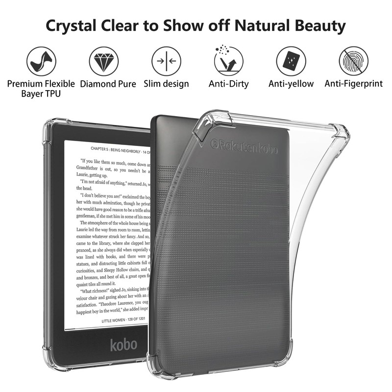 Aircawin for 6'' Kobo Clara HD Case Clear,Slim Clear Case