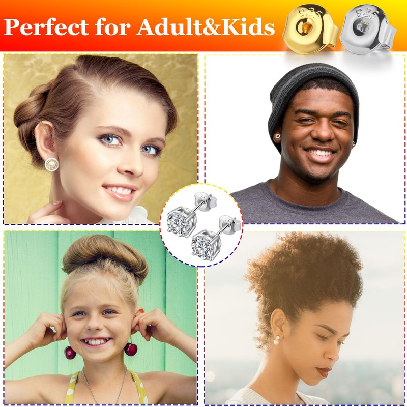 Earring Backs for Studs, Moconar 12PCS 925 Sterling Silver Earring