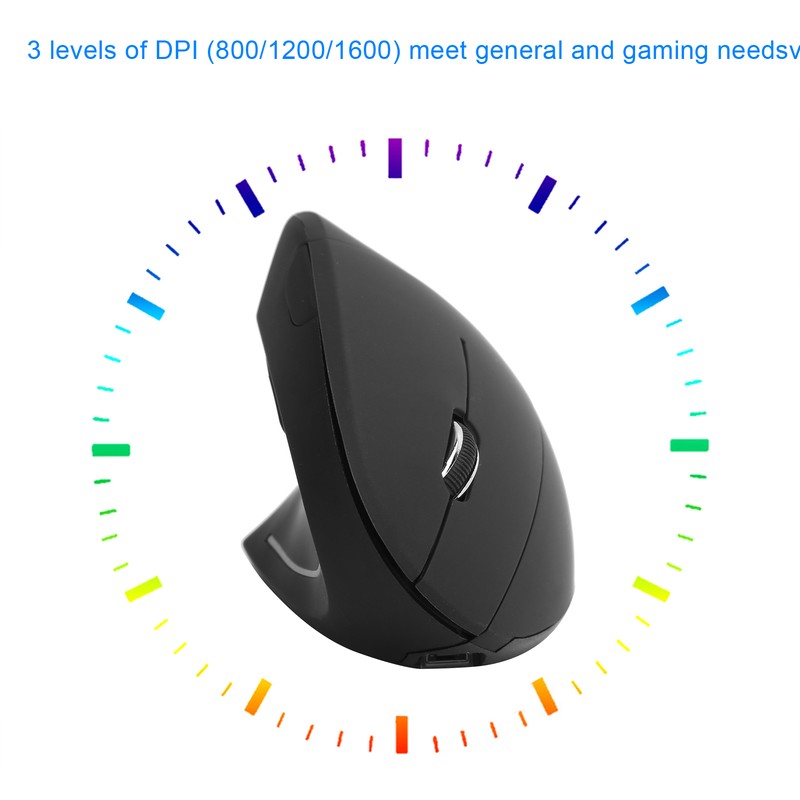 Wireless Left Hand Mouse Vertical Ergonomic 800/1200/1600DPI Optical for Windows