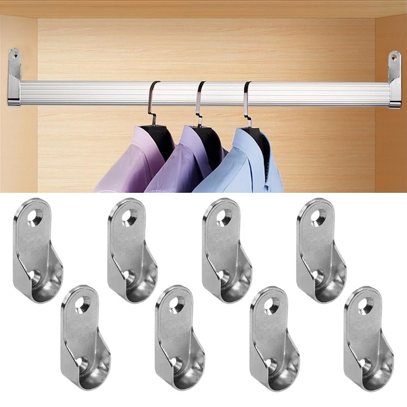 8 PCs Wardrobe Rod Bracket,Oval Closet Rod End Supports 2