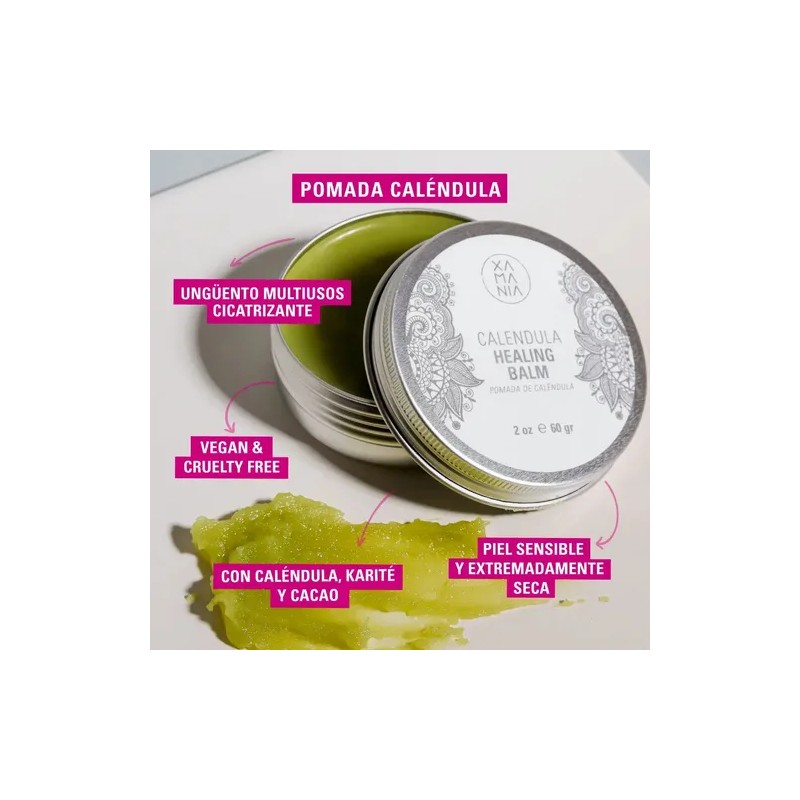 XAMANIA Pomada Caléndula Cicatrizante Natural Vegana (60 gr.)