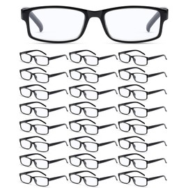 Yexiya 24 Pack Reading Glasses Bulk Adjustable Traditional Reading Glasses with Spring Hinge Non-Prescription for Men Women(Black Frame,2.0 Diopters)
