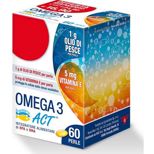 ACT Omega 3 con 1 Gr Olio di Pesce Rosso, 60 Perle, 82.5 Grammi