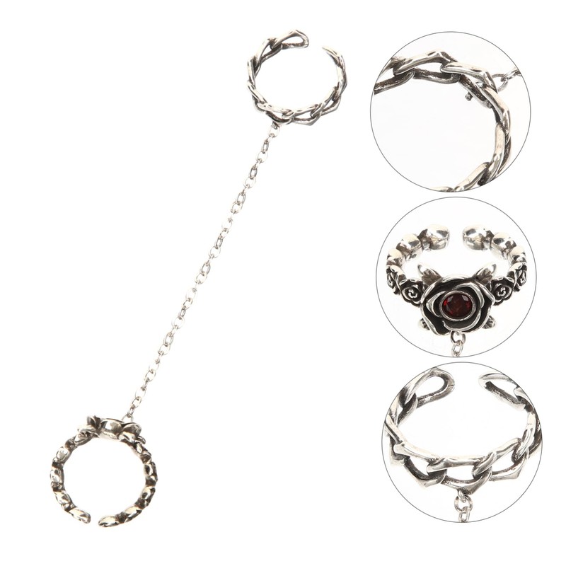 FOMIYES Rose Chain Ring Vintage Finger Jewelry for Women Aesthetic