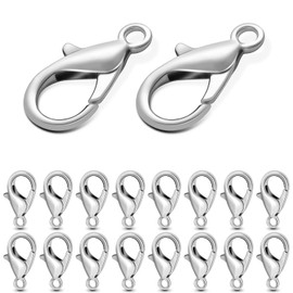 CooBigo 120pcs 20mm Lobster Clasps, Metal Alloy Lobster Claw Clasps for Car Keychain, Backpack Charm, Pet Tag Clip, Jewelry Making Accessories (Silver)