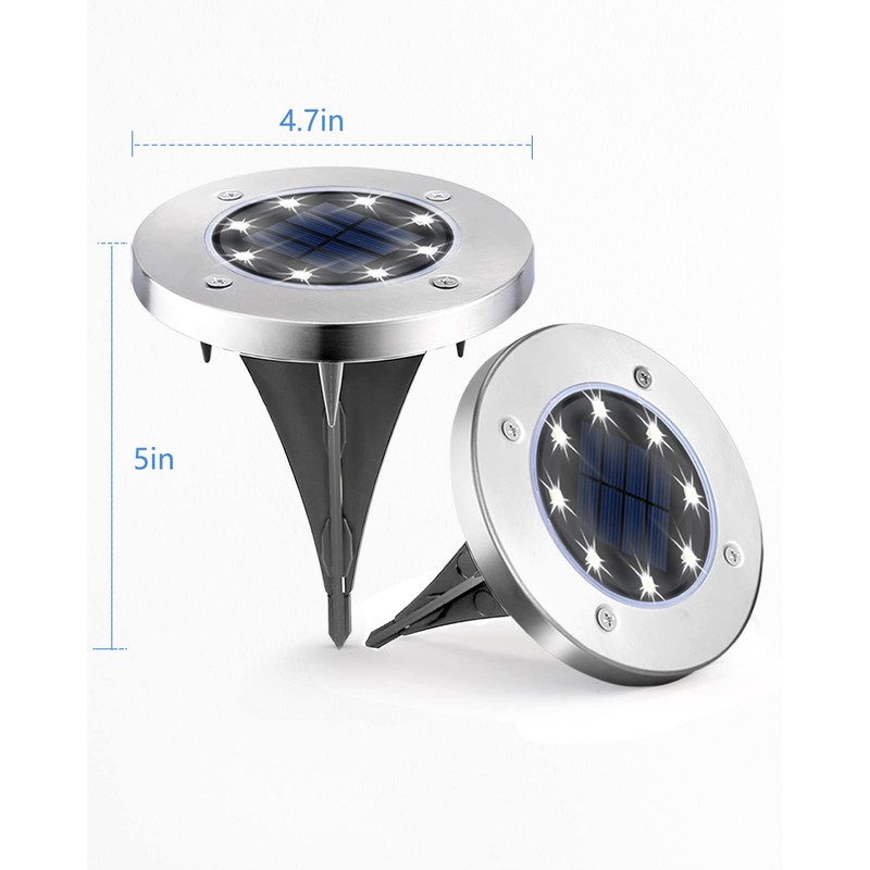 UFOND 12 Pack Solar Ground Lights，Outdoor Waterproof LED Gardenlight, Disklights