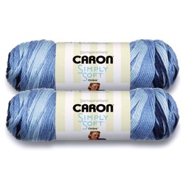 Caron Simply Soft Bulk Buy Ombres 100% hilo acrílico (paquete de 2) ~ 5 onzas madejas (jeans azules sábados)