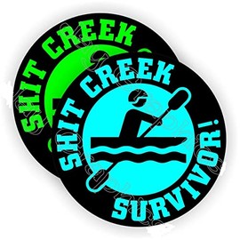 Funny Hard Hat Stickers | Sht Creek Survivor | Motorcycle Helmet Decal Survival