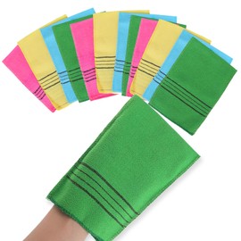 WLLHYF Korean Exfoliating Gloves, 12 Pack Body Exfoliating Gloves, Colorful Reusable Bath Towel, Italian Towel for Deep Cleansing, Dead Dry Skin Cells