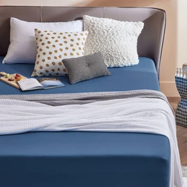 Bedsure Small Double Fitted Sheet - Bed Sheets Extra Deep Pocket 16 inch (40 cm) made of Soft Brushed Polyester Microfiber Material for 3/4 Bed, Navy, 122x190cm