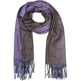 styleBREAKER 01017147 Women's Scarf with 2-Colour Gradient and Fringes, Warm Winter Stole Multicoloured, Ombre Look, Purple/grey