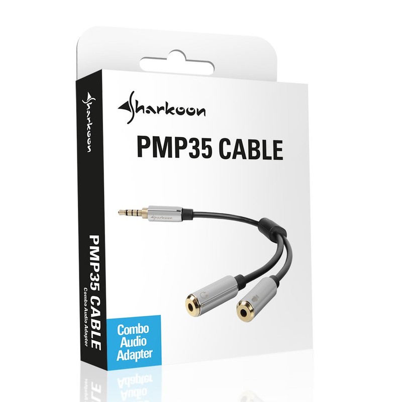 Sharkoon PMP35 Cable Combo Audio Adapter 12 cm silber