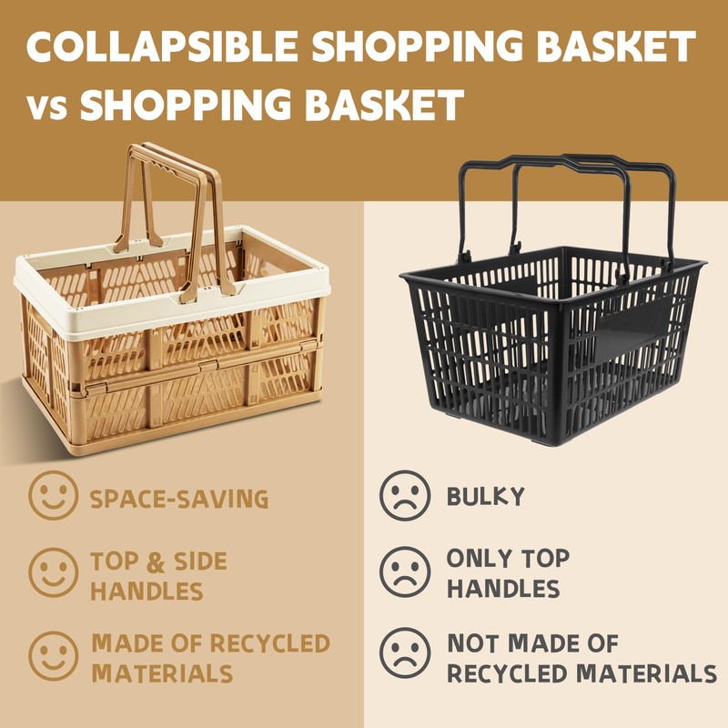 33L Collapsible Crate for storage, Plastic Milk Crate,17inch Collapsible Crates