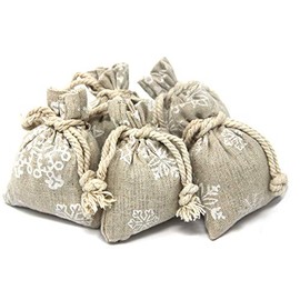 Quertee 5 x Lavender Bags for Christmas, Scented Bags with Star Motif, Made of Linen, French Lavender, Moth Protection for Wardrobe, 75 g, Lavender Blossoms