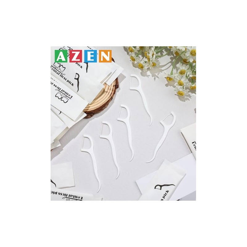 AZEN 2500 Count Dental Floss Bulk, Individually Wrapped Floss Picks,