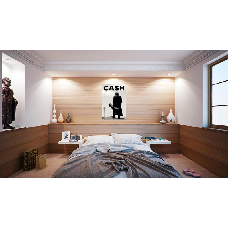 Johnny Cash - Music Poster (Walking With Guitar Case -