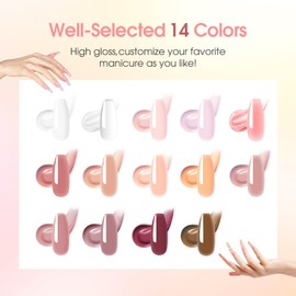 ROSALIND 14PCS White Nude Poly Nail Gel Kit with Nail Lamp Brown Purple Poly Extension Gel Set