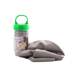 Muxel Cool Down Towel Cooling Towel Against Sweat Sports Towel Fitness Towel 2 Towels and Bottle Grey