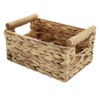 HDKJ Storage Basket Made by Water Hyacinth with Wood Handles,